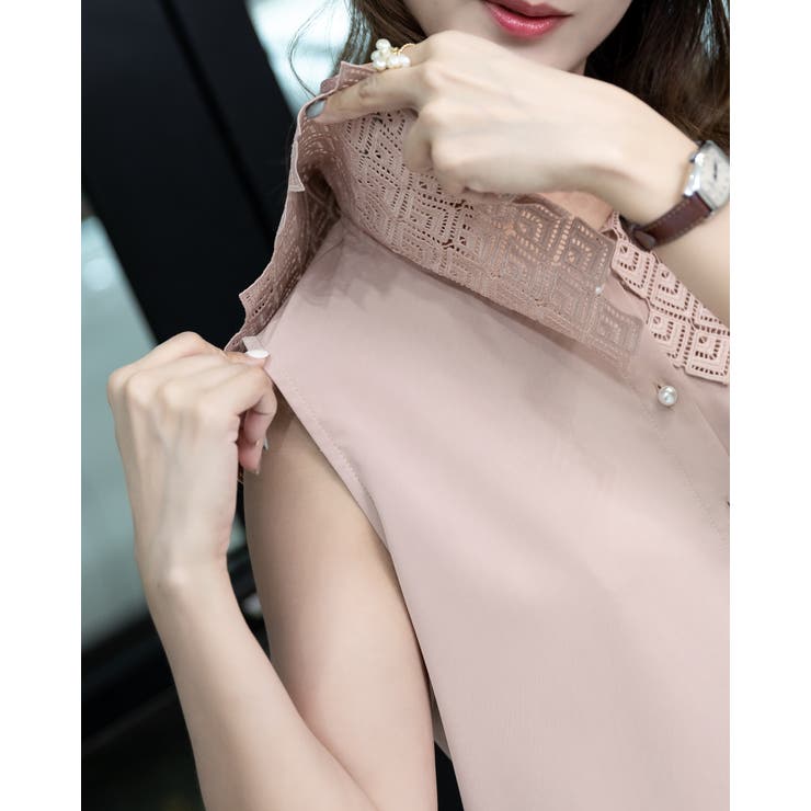 レース襟ノースリーブブラウス | Frenchic | 詳細画像12 