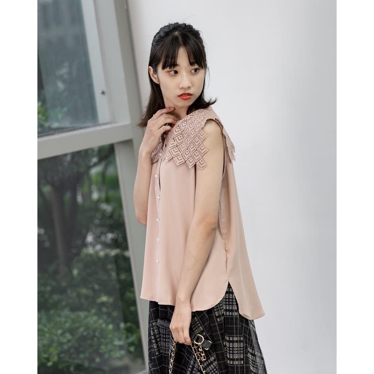 レース襟ノースリーブブラウス | Frenchic | 詳細画像3 