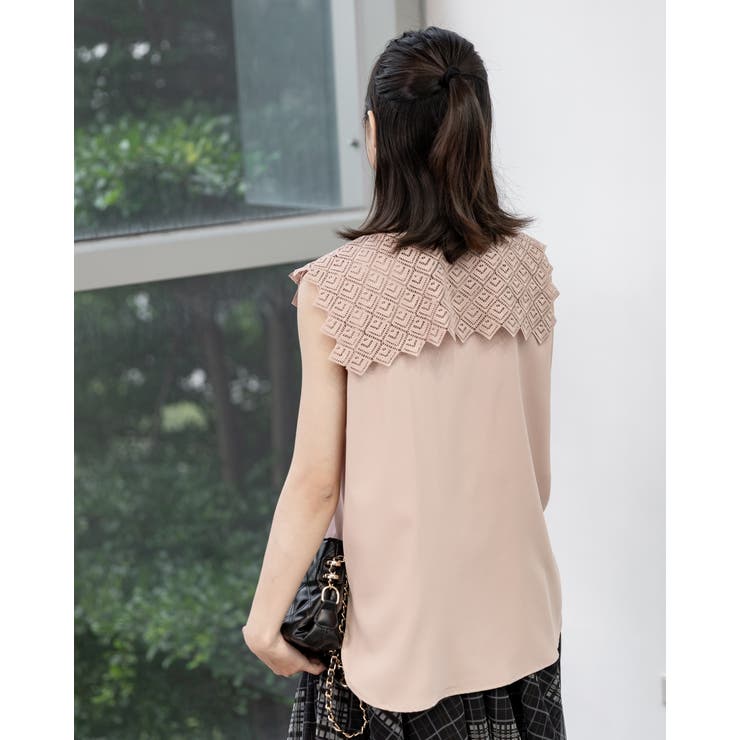 レース襟ノースリーブブラウス | Frenchic | 詳細画像4 