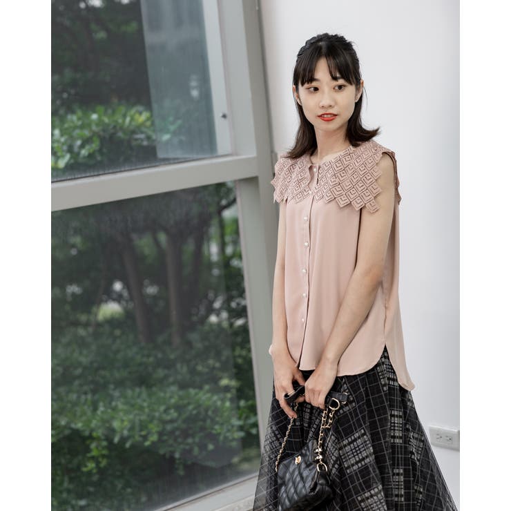 レース襟ノースリーブブラウス | Frenchic | 詳細画像5 