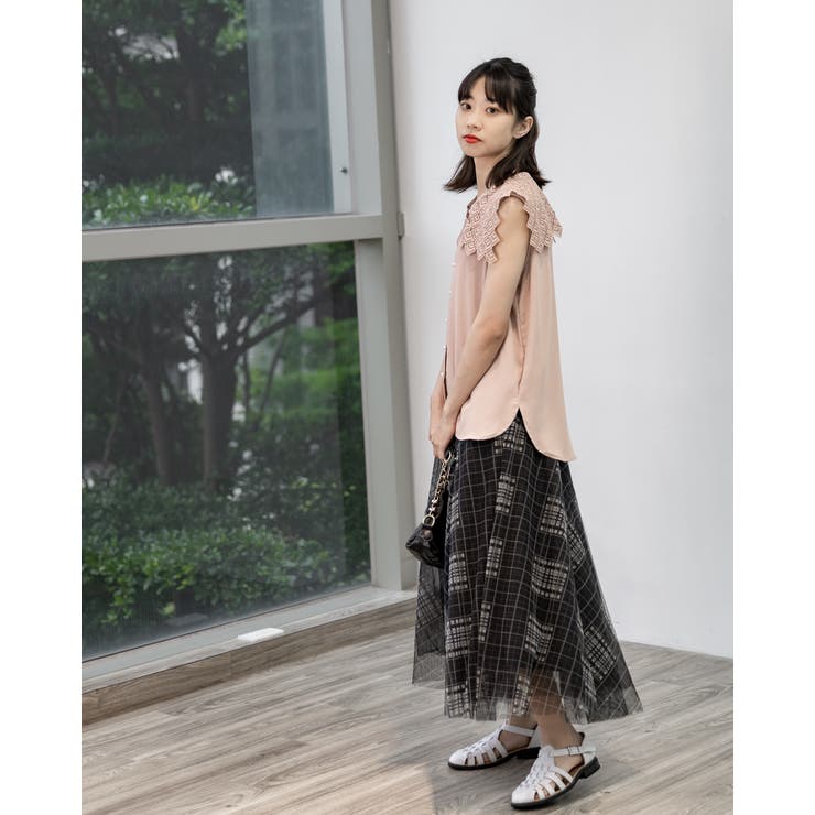 レース襟ノースリーブブラウス | Frenchic | 詳細画像7 