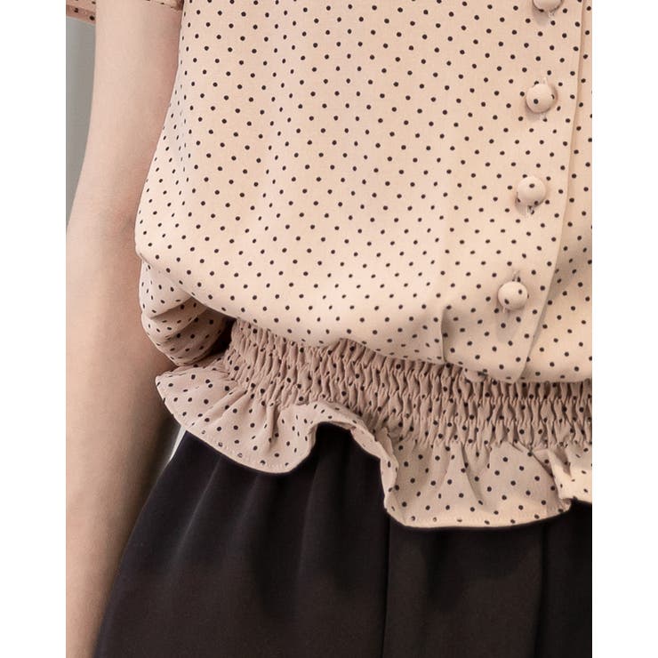 ２WAYドット柄ウエストギャザーペプラムブラウス | Frenchic | 詳細画像14 