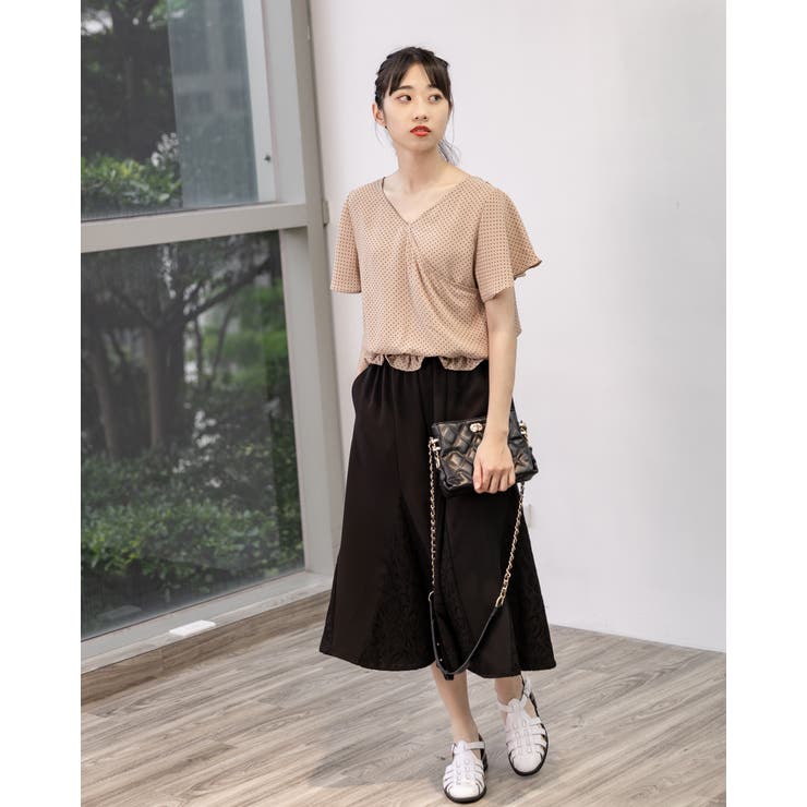 ２WAYドット柄ウエストギャザーペプラムブラウス | Frenchic | 詳細画像6 