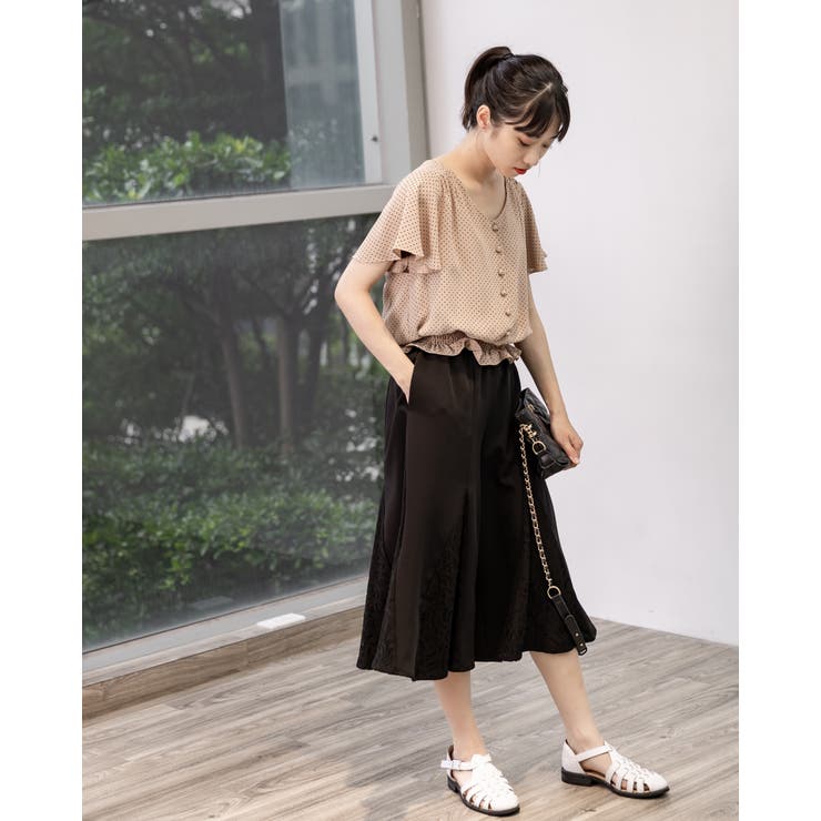 ２WAYドット柄ウエストギャザーペプラムブラウス | Frenchic | 詳細画像7 