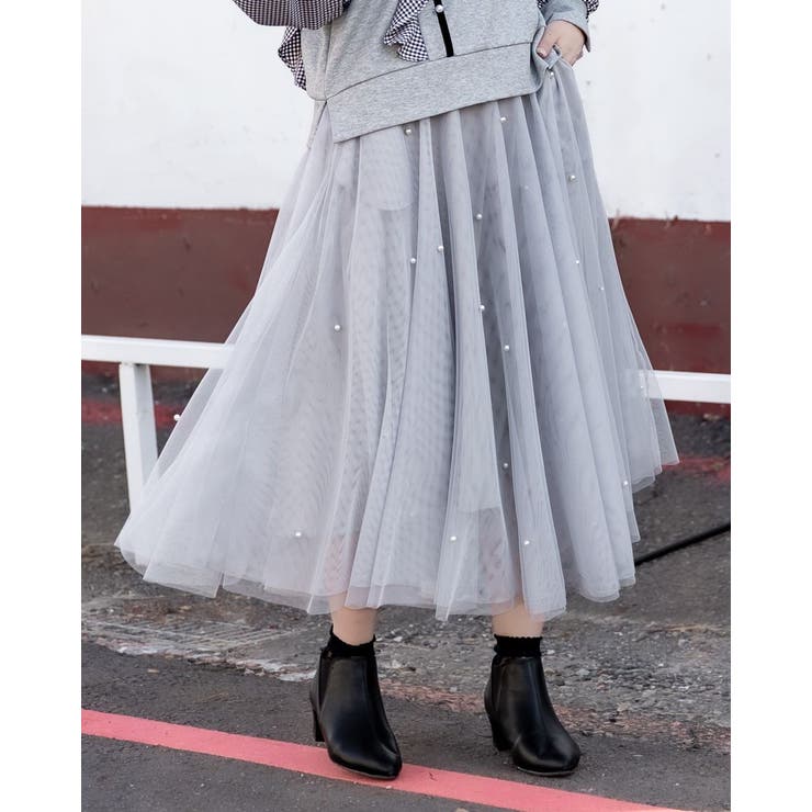パール付きチュールスカート[品番：LVLW0000290]｜Frenchic