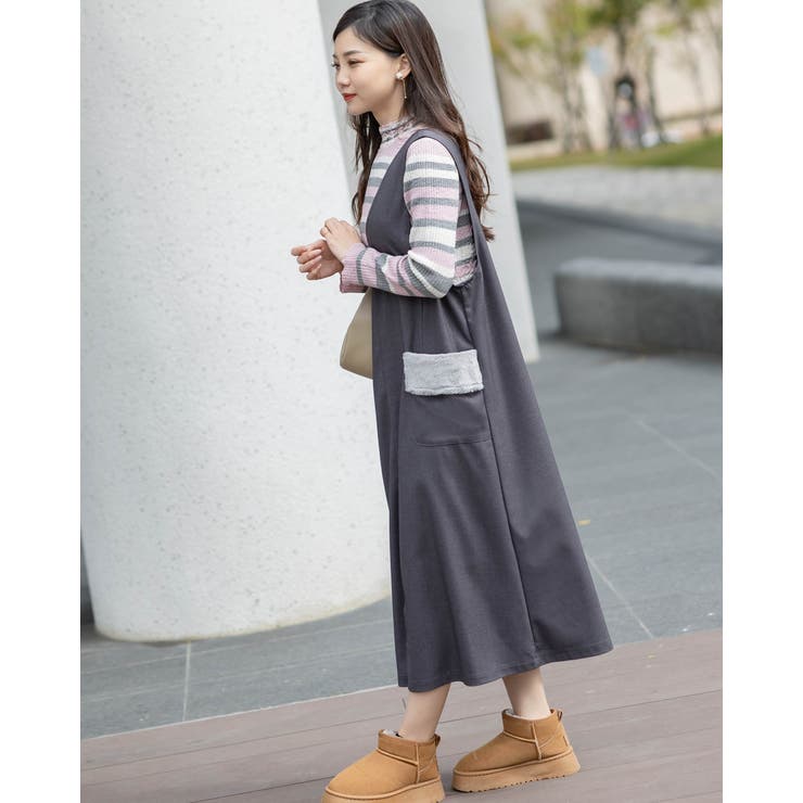 ワイドサロペットスカート もこもこポケット付き | Frenchic | 詳細画像10 