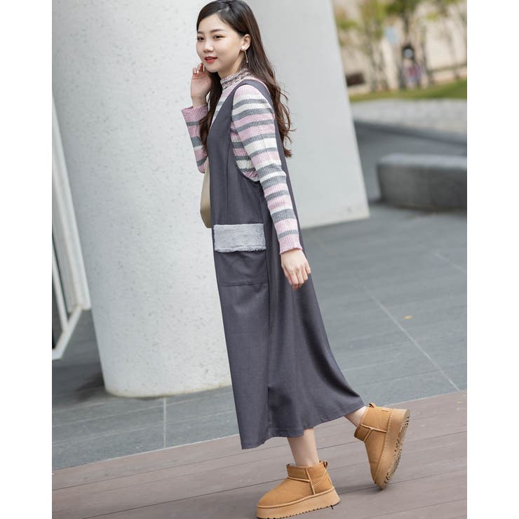 ワイドサロペットスカート もこもこポケット付き | Frenchic | 詳細画像11 