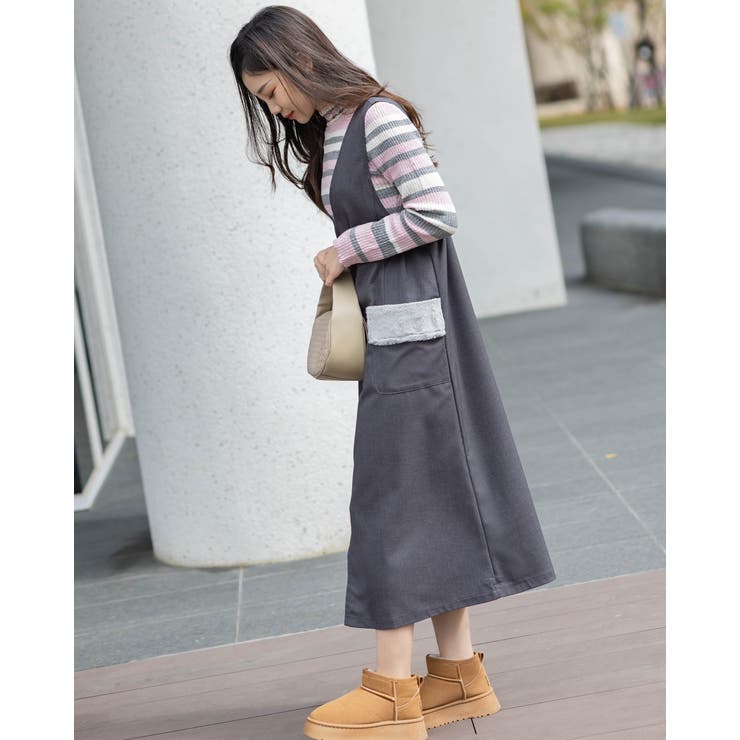 ワイドサロペットスカート もこもこポケット付き | Frenchic | 詳細画像12 