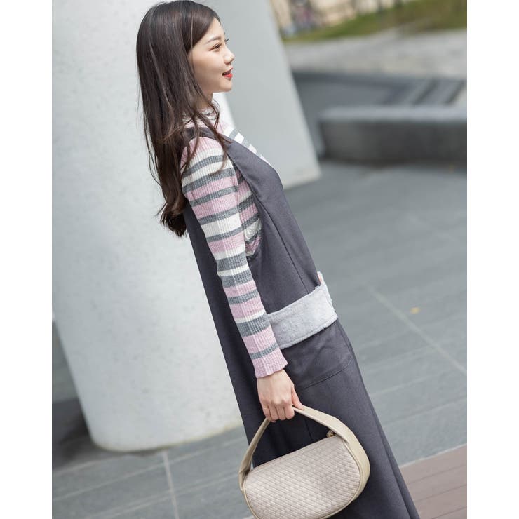 ワイドサロペットスカート もこもこポケット付き | Frenchic | 詳細画像4 