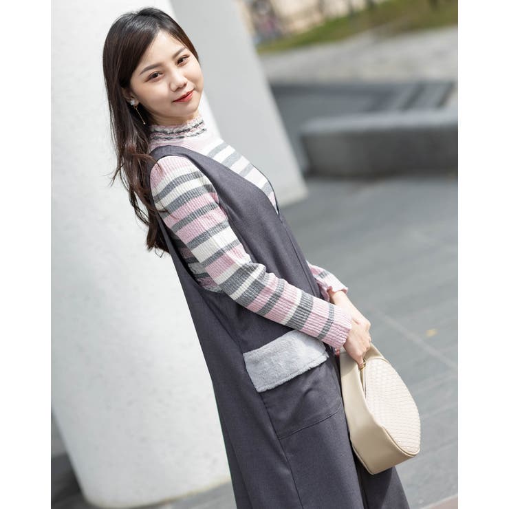 ワイドサロペットスカート もこもこポケット付き | Frenchic | 詳細画像5 