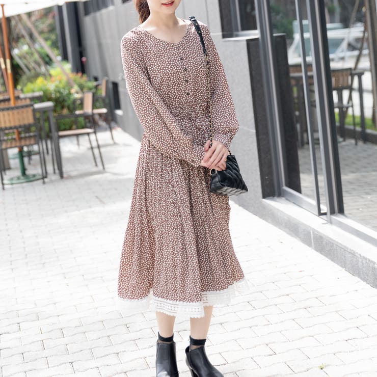 Vネック花柄ワンピース | Frenchic | 詳細画像7 