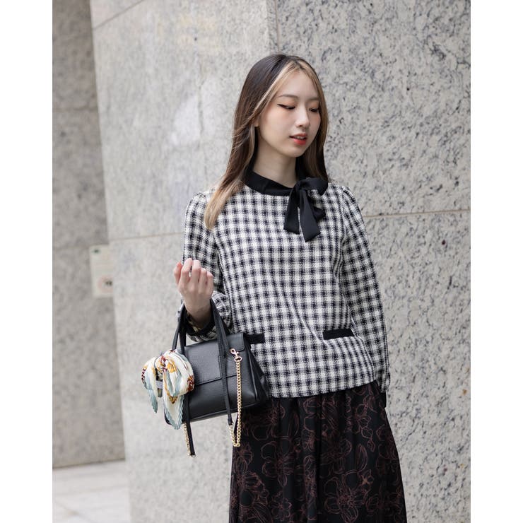 チェックリボンタイブラウス | Frenchic | 詳細画像3 