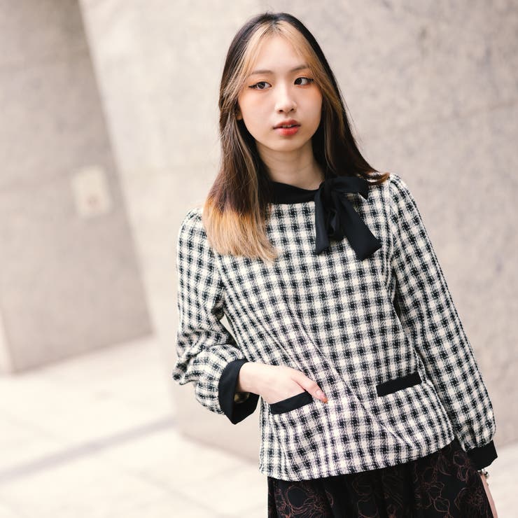 チェック | チェックリボンタイブラウス | Frenchic