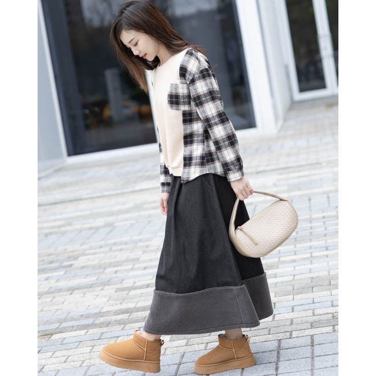 もこもこロングスカート ポケット花柄刺繍 | Frenchic | 詳細画像6 