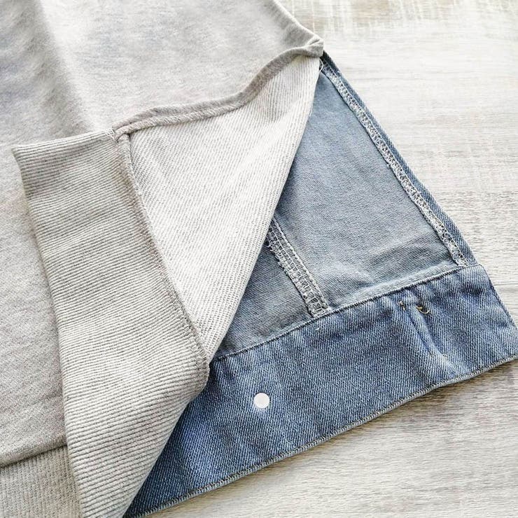 韓国ファッション MINDSETデニム×スウェットロングワンピース 冬 | LoveTiara | 詳細画像5 