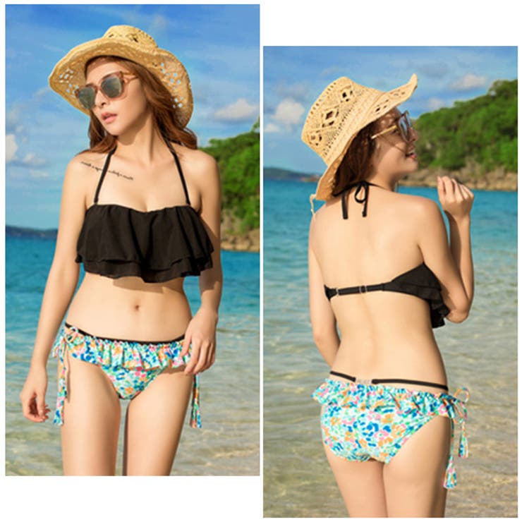 総柄 ビキニ Y2K フェアリーグランジ スイムウェア Y2K シャーリングシンプルビキニ水着 swim wear（水着）｜FREE