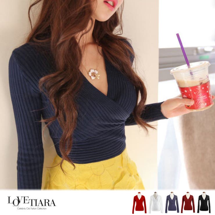 細シルエ おフェロなvネックリブ編みニット 品番 Lv Lovetiara ラブティアラ のレディースファッション 通販 Shoplist ショップリスト