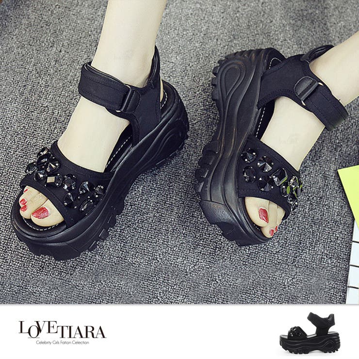 18夏新作ビジュー付厚底スポーツサンダル 品番 Lv Lovetiara ラブティアラ のレディースファッション通販 Shoplist ショップリスト