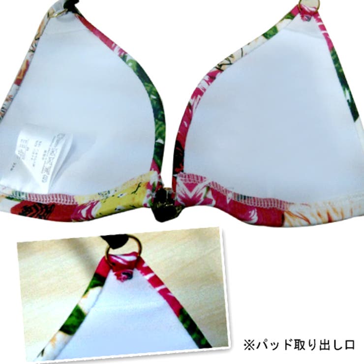 ダークトロピカルフラワーダブルアンダービキニ（2点セット/水着/三角