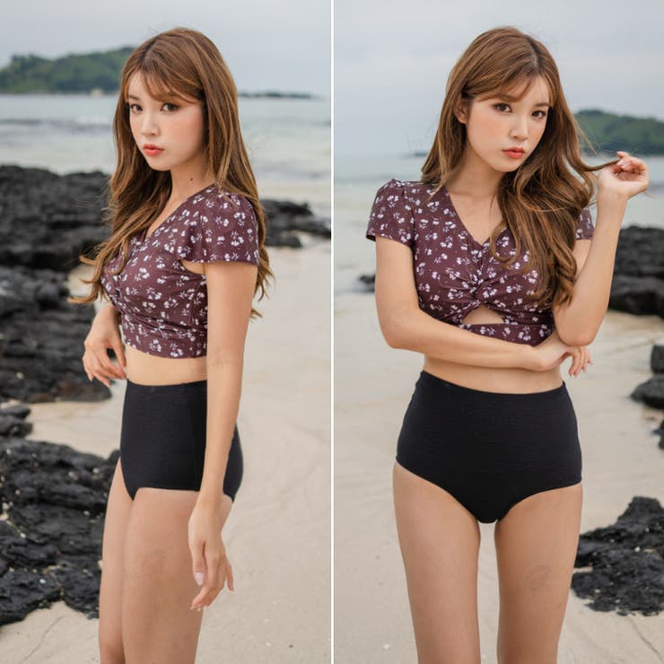 2021夏新作 フラワープリントハイウエストビキニ[品番：LV000003700