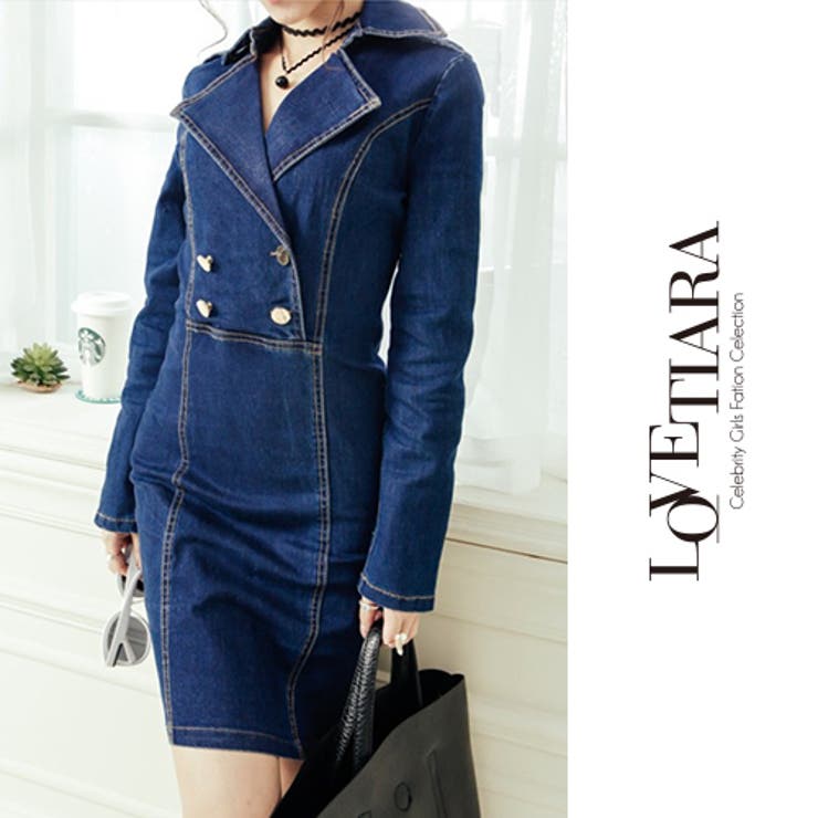 16秋冬新作 ダブルボタンデニムタイトワンピース 品番 Lv Lovetiara ラブティアラ のレディースファッション通販 Shoplist ショップリスト