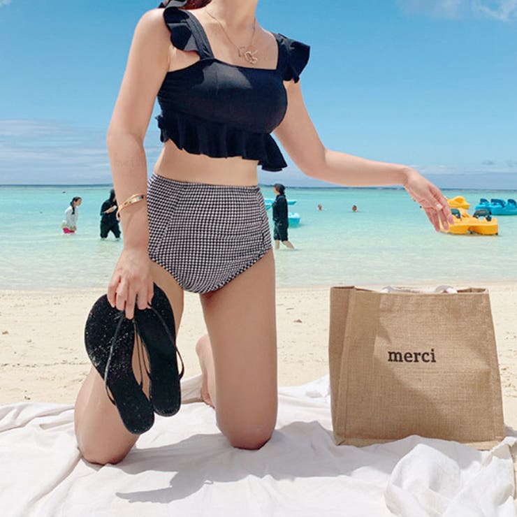 夏新作 ビスチェフリル×ハイウエストビキニ[品番：LV000003131