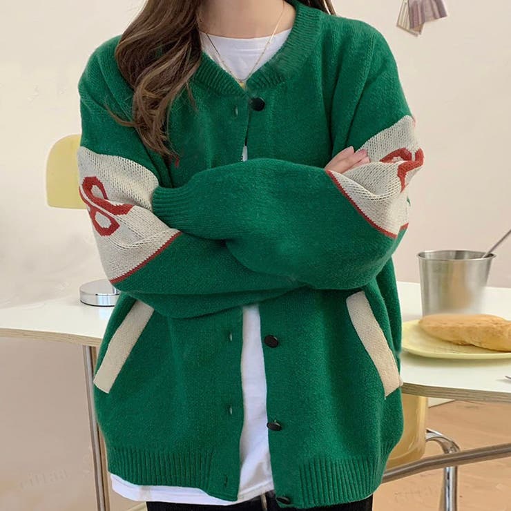 グレー】韓国ファッション milkバックロゴニットカーディガン セーター ...