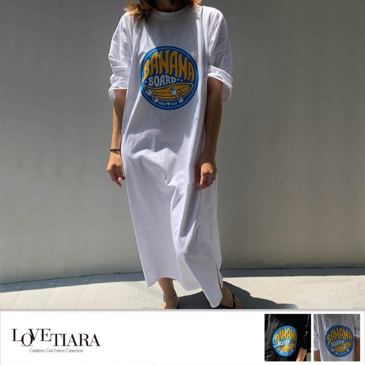 Y 736 Bananaボードロングtシャツワンピース 品番 Lv Lovetiara ラブティアラ のレディースファッション通販 Shoplist ショップリスト