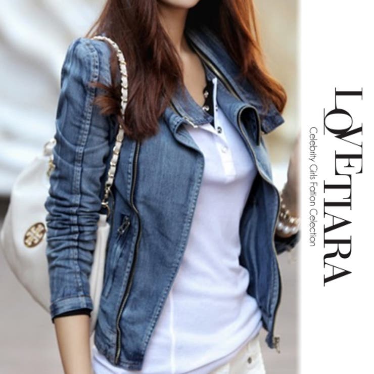 辛口レディなデニムライダースジャケット[品番：LV000001489