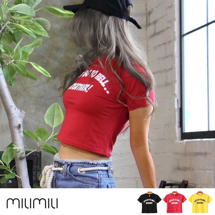 新作 インポートライクなラウンドメッセージショートTシャツ トップス | MILIMILI  | 詳細画像1 