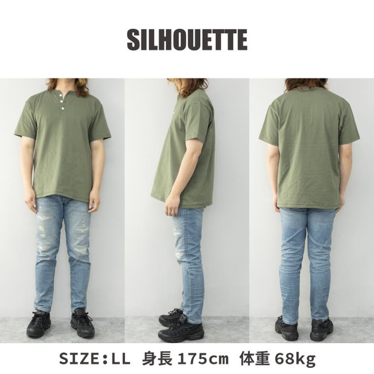 ヘザーグレー】ヘンリーネックTシャツ メンズ 半袖[品番：LWSM0000704