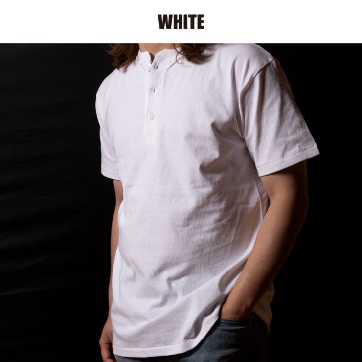 ヘザーグレー】ヘンリーネックTシャツ メンズ 半袖[品番：LWSM0000704