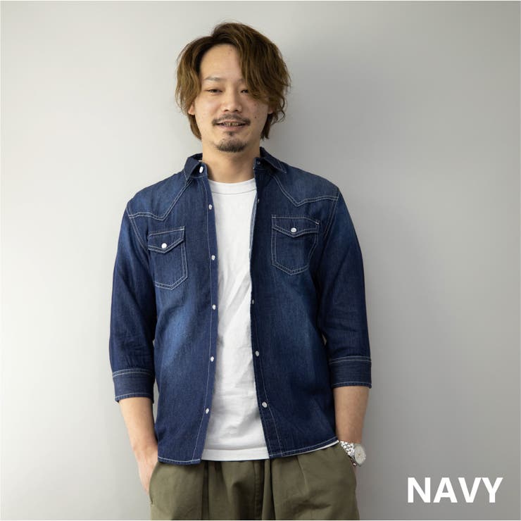 デニムシャツ メンズ 7分袖 品番 Lwsm ローコスのメンズファッション通販 Shoplist ショップリスト
