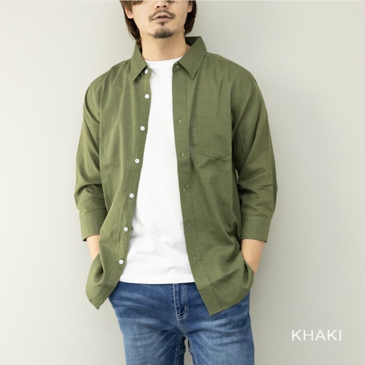 カーキ】シャツ メンズ 7分袖[品番：LWSM0010005]｜ローコスのメンズ