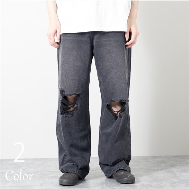 デニムパンツ ワイド ダメージ加工[品番：LWSM0010456]｜ローコスのメンズファッション通販｜SHOPLIST（ショップリスト）