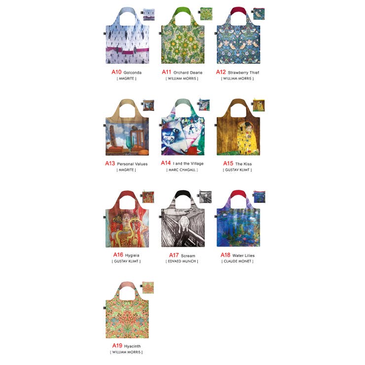 ローキー エコバッグ  ミュージアムコレクション LOQI museum collection エコバック トートバッグ 折りたたみ折り畳み コンパクト ブランド おしゃれ ナイロン レジカゴ ショッピングバッグ 小さめ 絵画 レディース メンズ ユニセックス ギフト プレゼント クリスマス