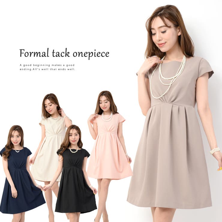 フォーマルタックワンピース【パーティードレス 袖あり レディース | LIFE STYLE ablana | 詳細画像1 