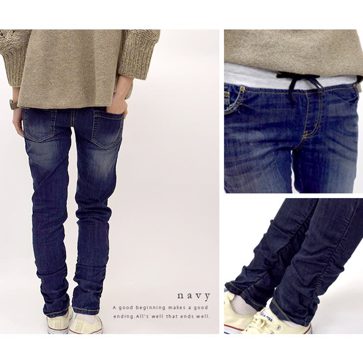 ウエストリブデニムパンツ【レディース スキニー ジーンズ | LIFE STYLE ablana | 詳細画像4 