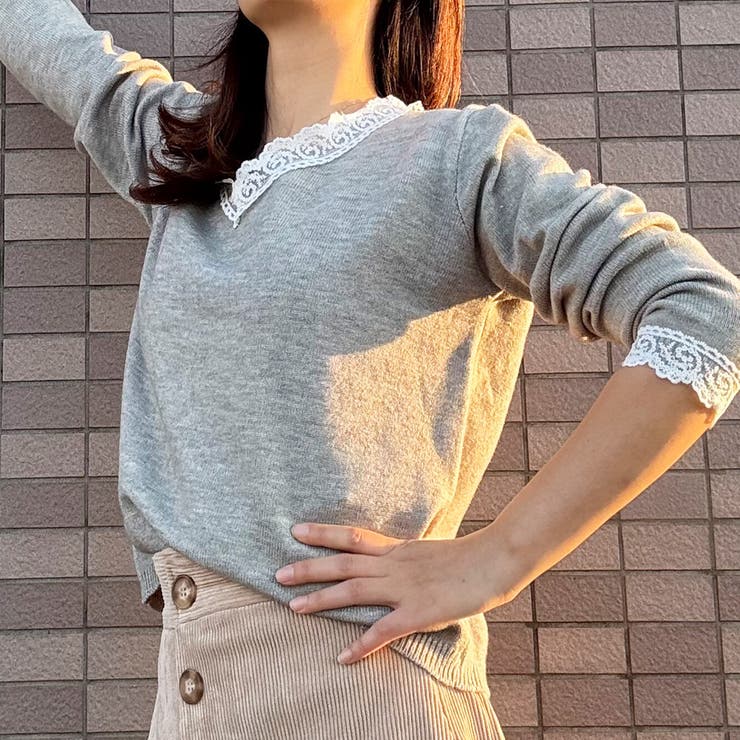ニットトップス レース切り替え レディース | LTL | 詳細画像36 