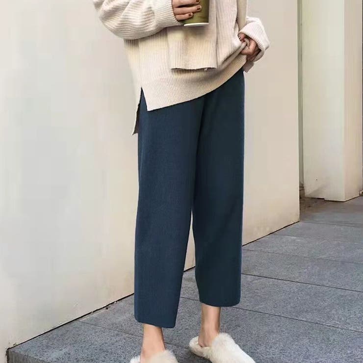 ネイビー | ニットパンツ 低身長さん向け 股上深め | LTL