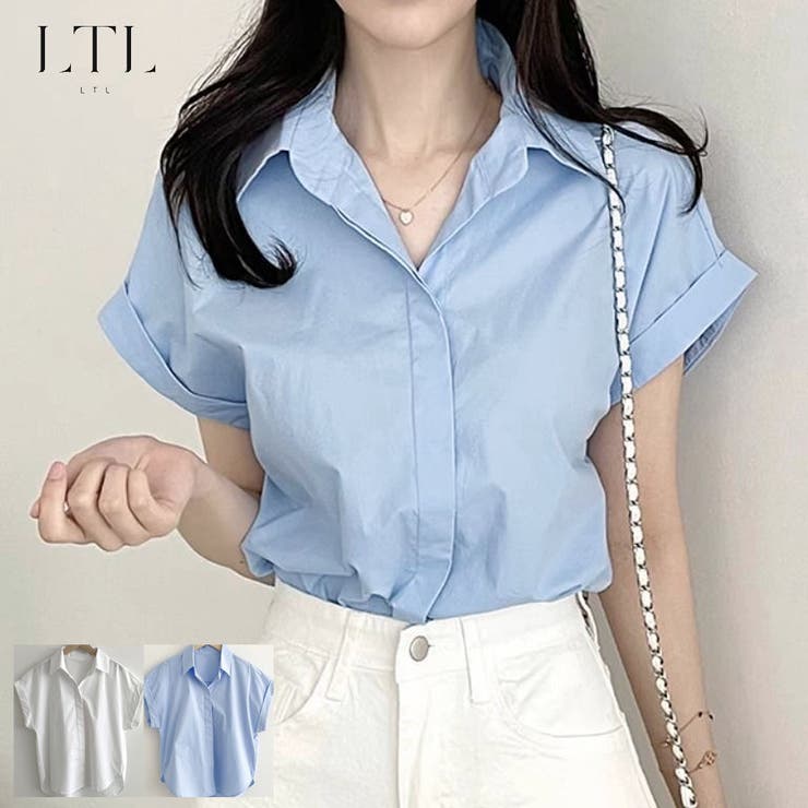 vネックブラウス シャツ オフィス | LTL | 詳細画像1 