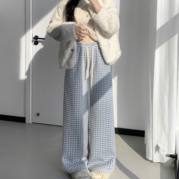 裏起毛パンツ 千鳥格子 ワイドパンツ | LTL | 詳細画像17 
