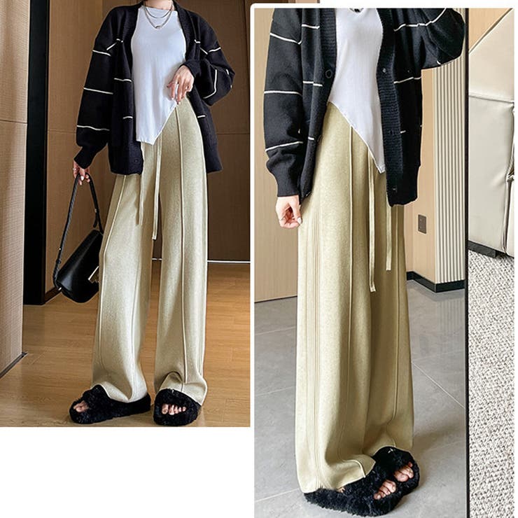 ニットパンツ リブニット ワイドパンツ | LTL | 詳細画像8 