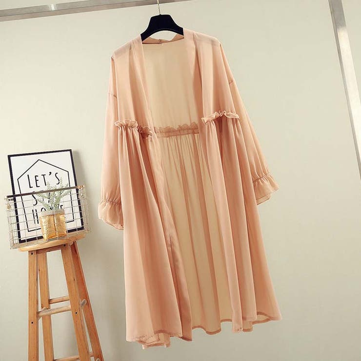 ピンク | シアーカーディガン秋でもUV対策 シフォンカーディガン 9分袖カーディガン | LTL