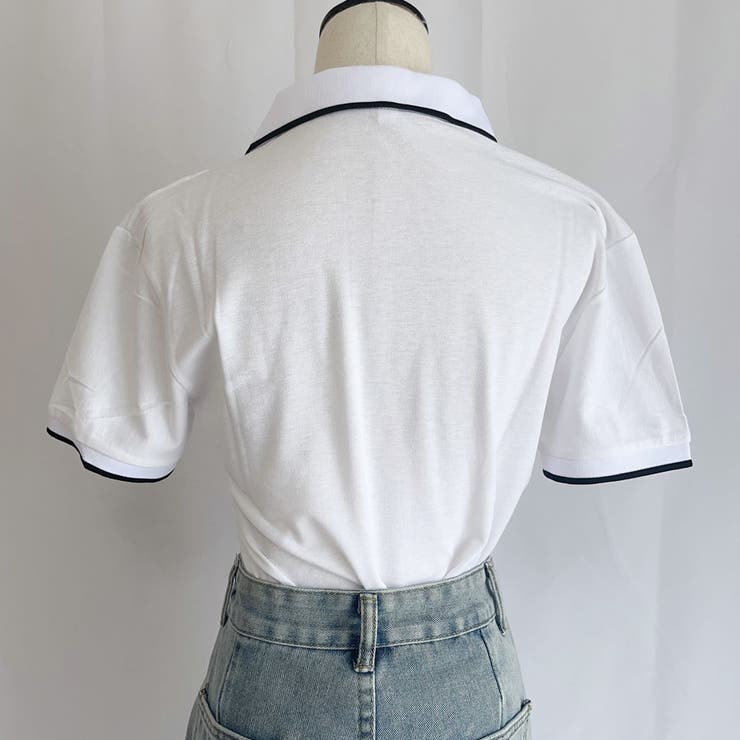 配色ライン襟付き 半袖 Tシャツ | LTL | 詳細画像10 