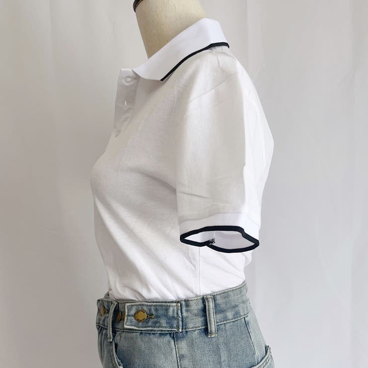 配色ライン襟付き 半袖 Tシャツ | LTL | 詳細画像9 