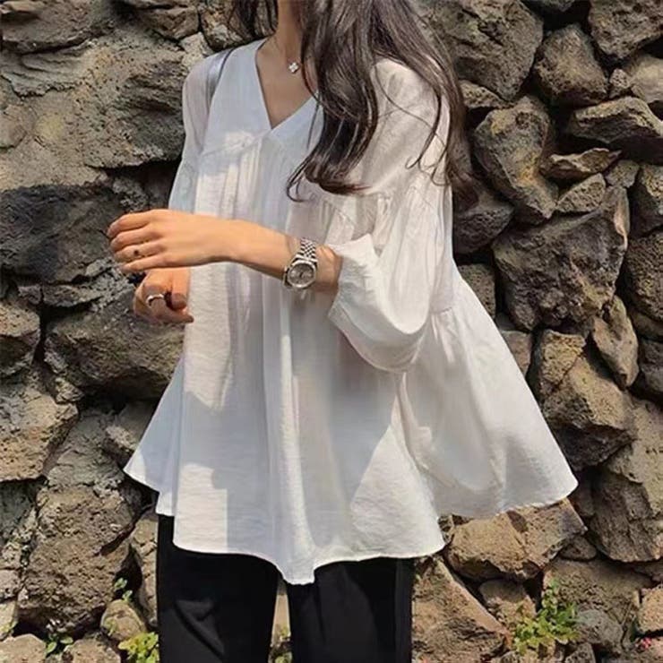 ホワイト | シャツ 秋服ブラウス Vネック | LTL