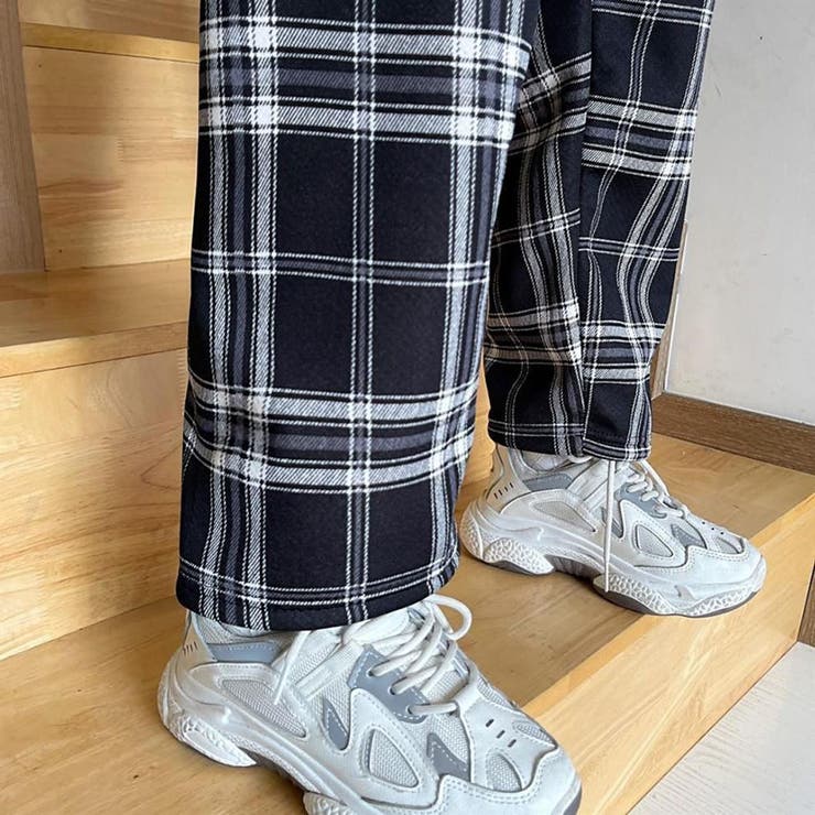 裏起毛パンツ チェック柄パンツ ワイドパンツ | LTL | 詳細画像11 