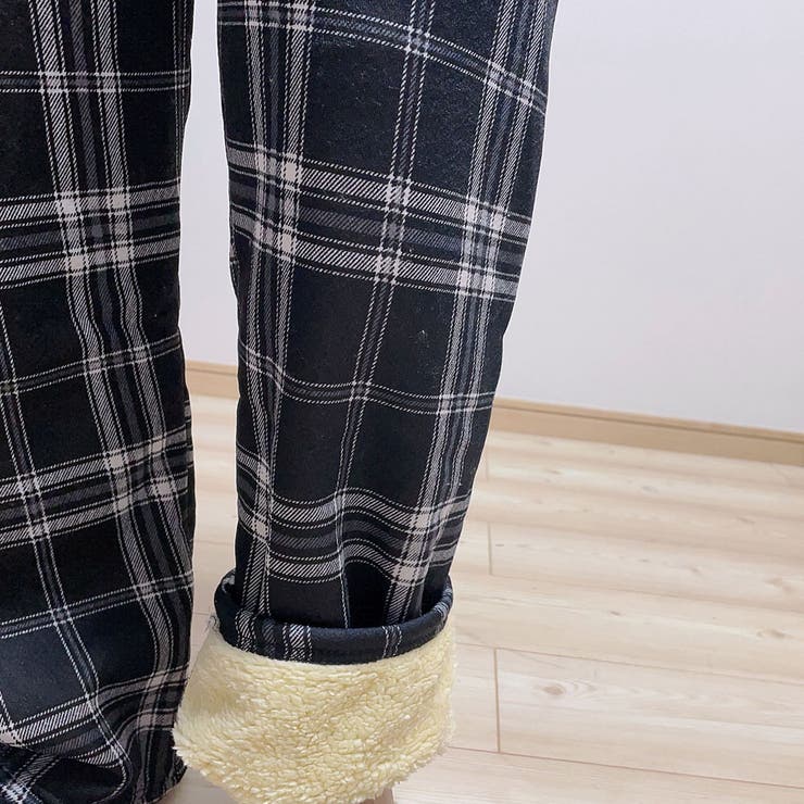 裏起毛パンツ チェック柄パンツ ワイドパンツ | LTL | 詳細画像19 