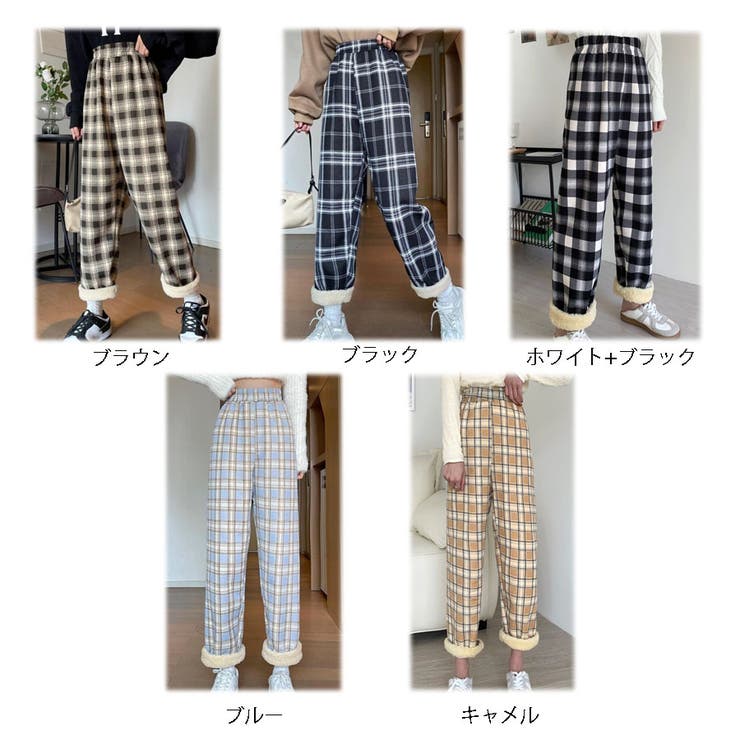 裏起毛パンツ チェック柄パンツ ワイドパンツ | LTL | 詳細画像2 